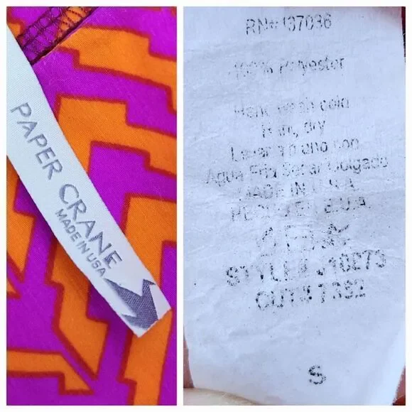 🔺️Paper Crane Orange & Fuchsia Chevron Sleeveless Top Small - Picture 12 of 12